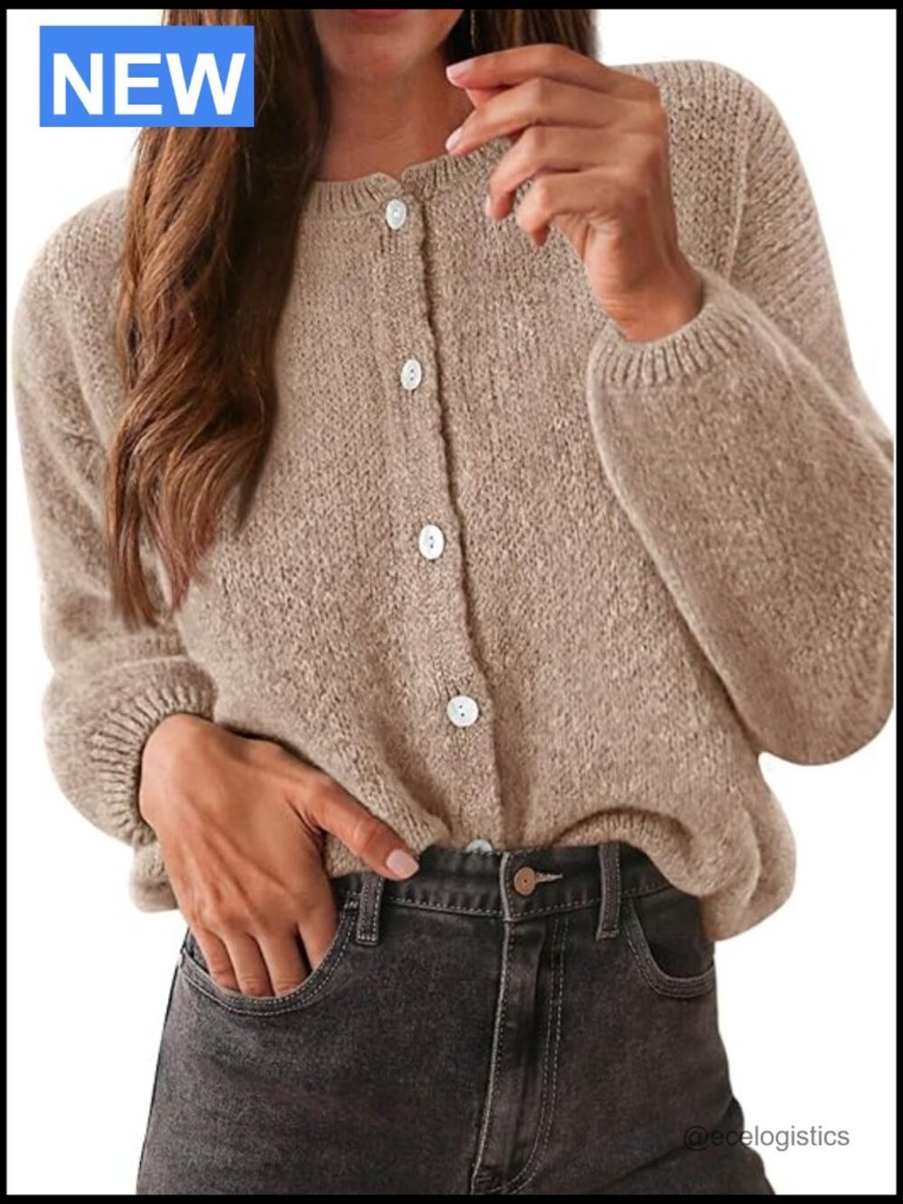 Casual Loose Fit Knit Cardigan Sweater Button Up Open Front